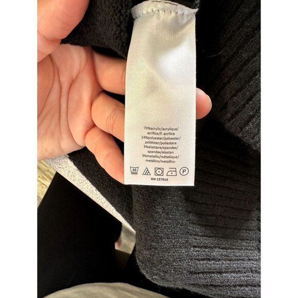 Halston Women Colorblock Stripe V-Neck Pullover Sweater Size Medium Gold Shimmer - Picture 5 of 7